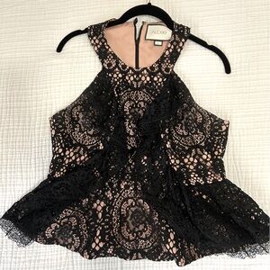 Alexis black Lace Peplum top size L